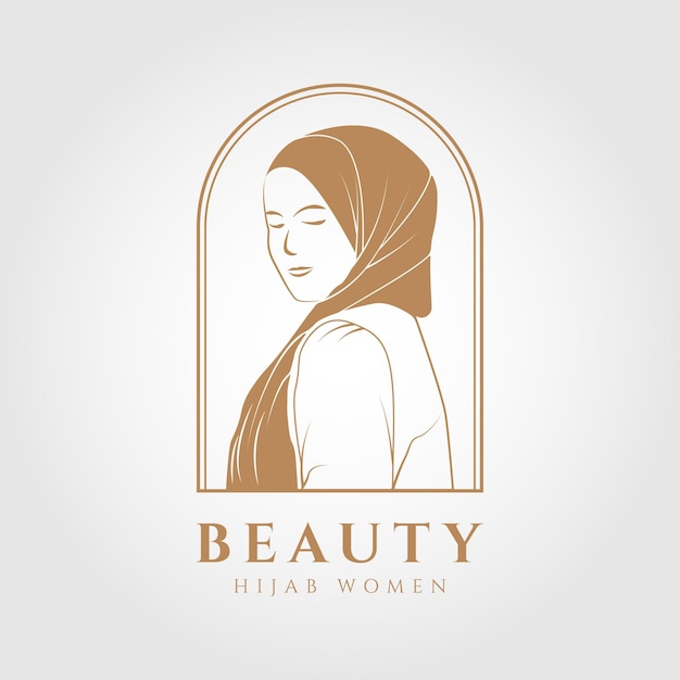 히잡 이슬람 여성 로고 디자인을 입은 아름다운 여성