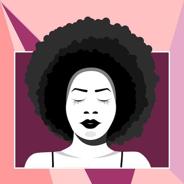 Красивая женщина с афро-прической иллюстрация для салонов красоты художественное оформление визитных карточек и аватаров