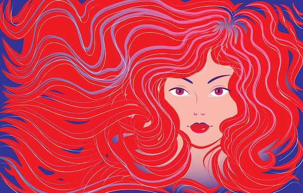 Bella donna con i capelli fluenti. illustrazione vettoriale