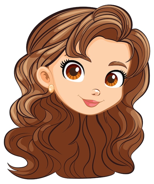 Beautiful woman with long hair vector cartoon illustration
