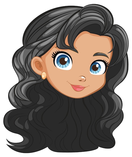 Vector beautiful woman with long hair a vector illustration