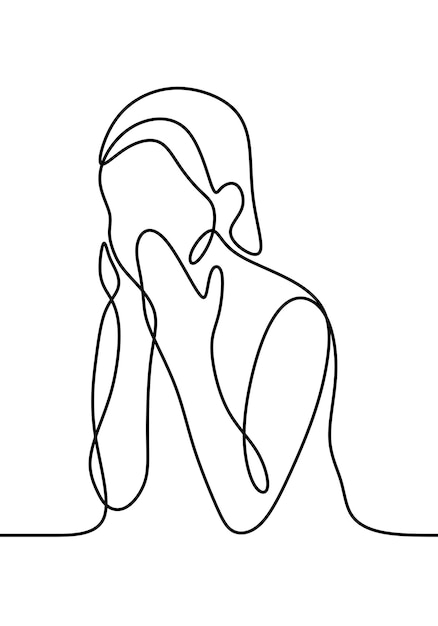 beautiful woman with makeup online continuous single line art