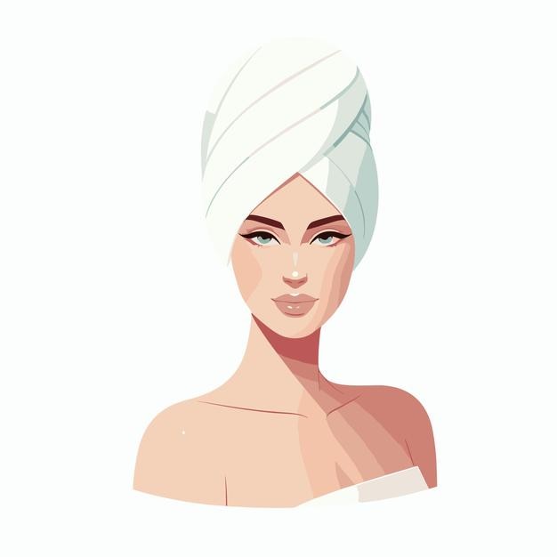 beautiful woman wrapped fluffy white towel around her head radiating postspa serenity