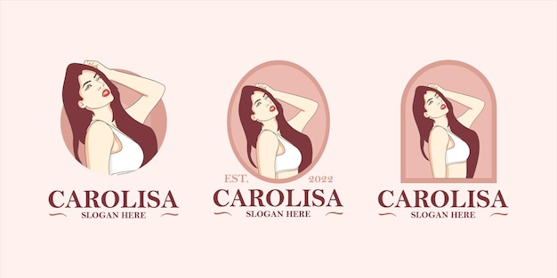 Modello di logo estetico di belle donne