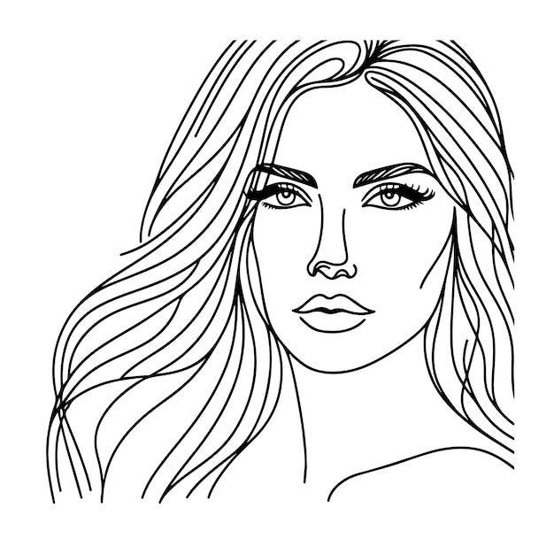 Premium Vector | Beautiful women face line illustration