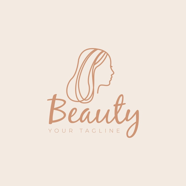 Beautiful women fashion logo Linear style Abstract Gold vector template design icon illustration