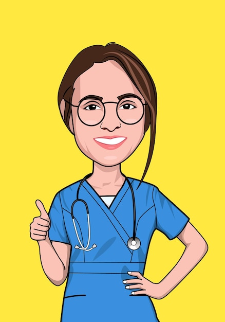 Beautiful women female doctor nurse with apron stethoscope vector illustration