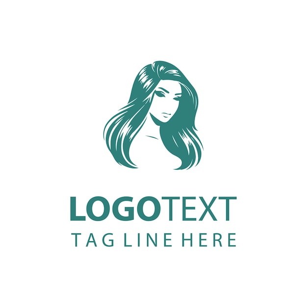 Beautiful Women Hair Logo Illustrations