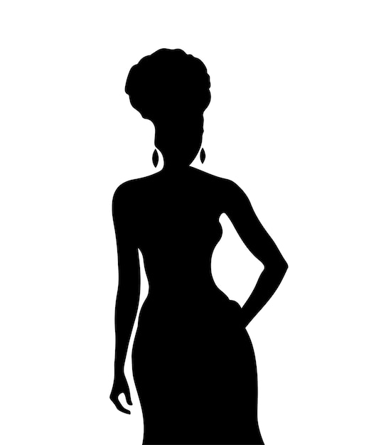 beautiful women standup posture black silhouette vector