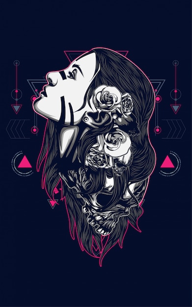 Vector beautiful women with tattoo