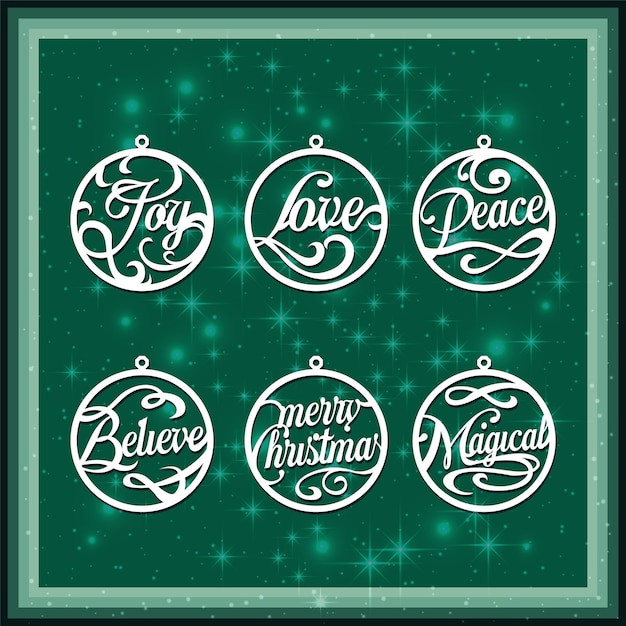 Vector beautiful words for christmas tree ornament and decorations acrylic