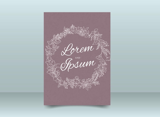 Beautiful wreath wedding invitation card