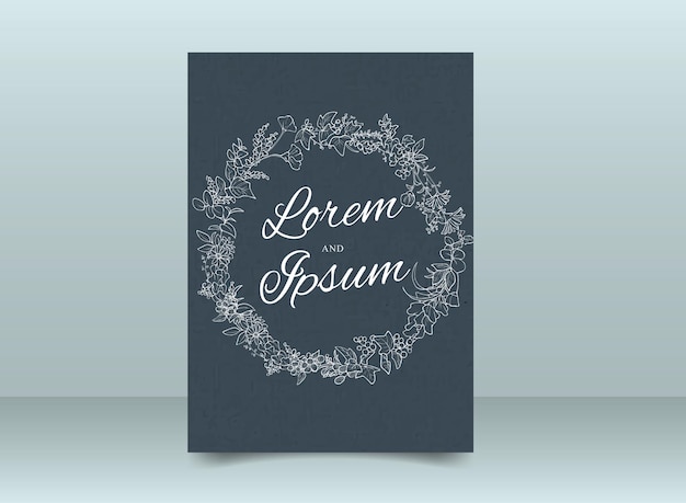 Vector beautiful wreath wedding invitation card