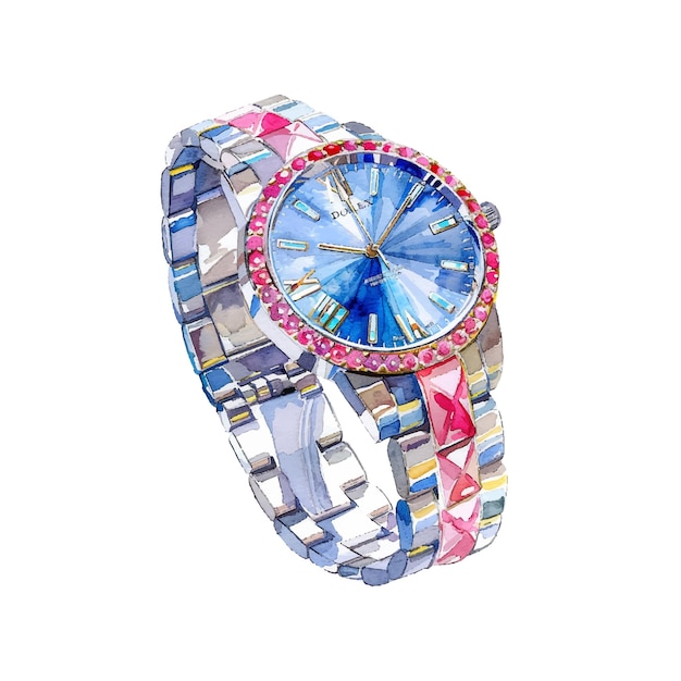 Vector beautiful wristwatch jewelry vector illustration in watercolour style