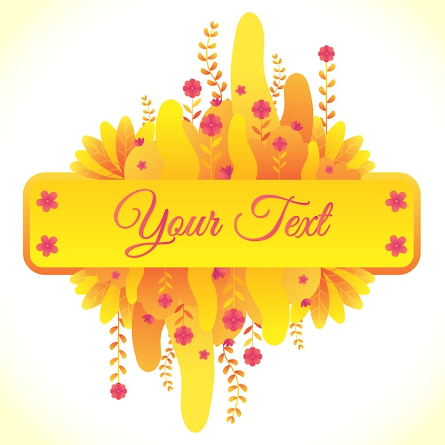 Beautiful Yellow Floral Flower Label Gradient Style  Illustration