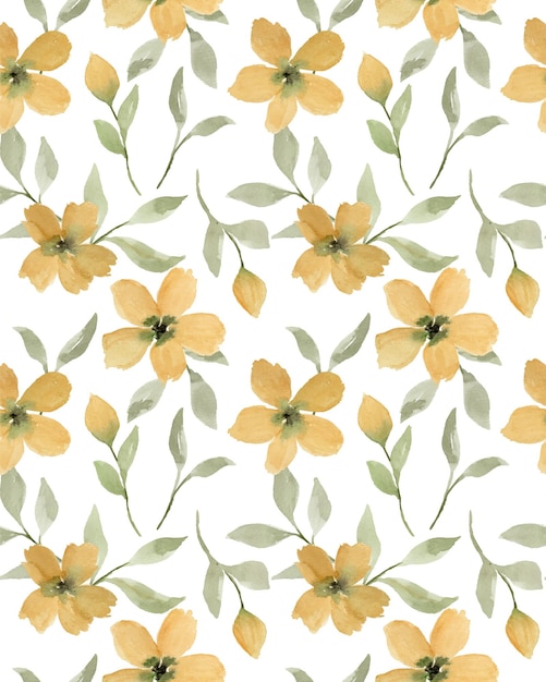 Beautiful yellow flower watercolor as seamless pattern