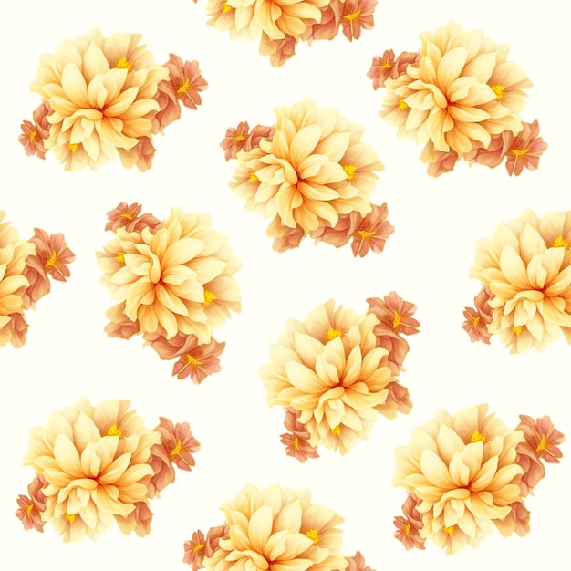 Beautiful yellow flowers watercolor seamless patterns