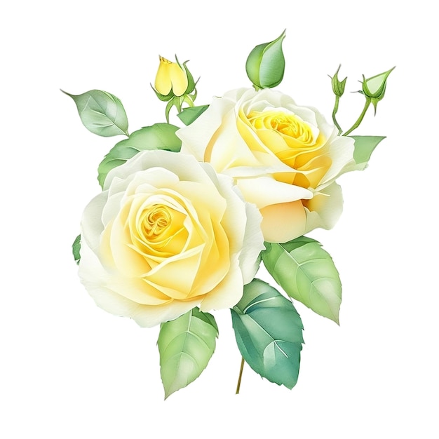 Premium Vector | Beautiful yellow rose flower watercolor