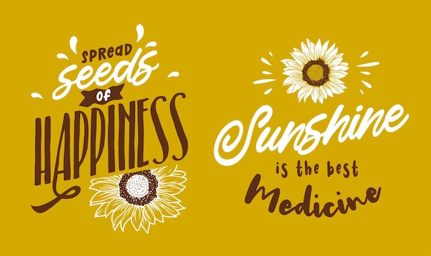 Vector beautiful yellow sunflower quotes