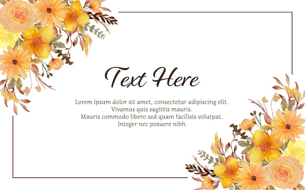 Vector beautiful yellow watercolor floral background with place fortext