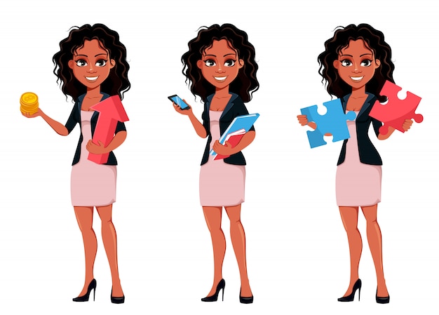 Vector beautiful young african american business woman