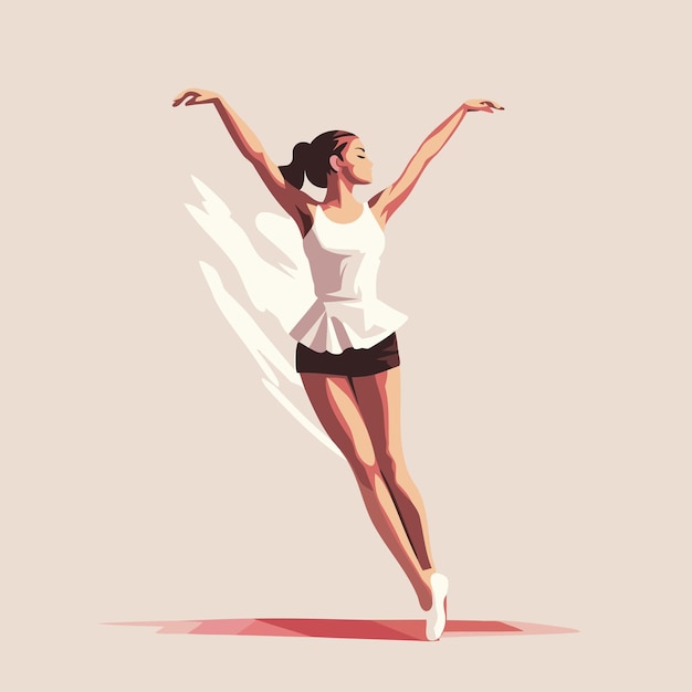 Красивая молодая женщина танцует балет Векторная иллюстрация в стиле мультфильма
