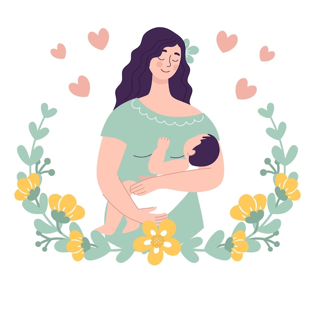 Beautiful young woman holding a baby