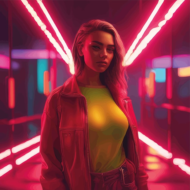 beautiful young woman in neon clothesbeautiful young woman in neon clothesneon woman portrait with n