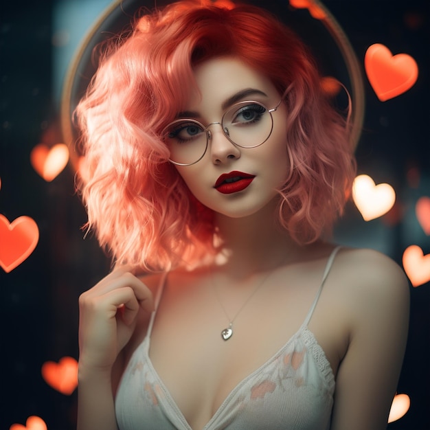 Vector beautiful young women model with red hair