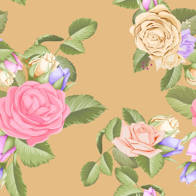 beautifull floral seamless pattern with rose bouquet