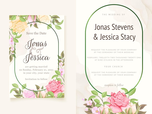 Vector beautifull floral wedding invitation card colorful templates