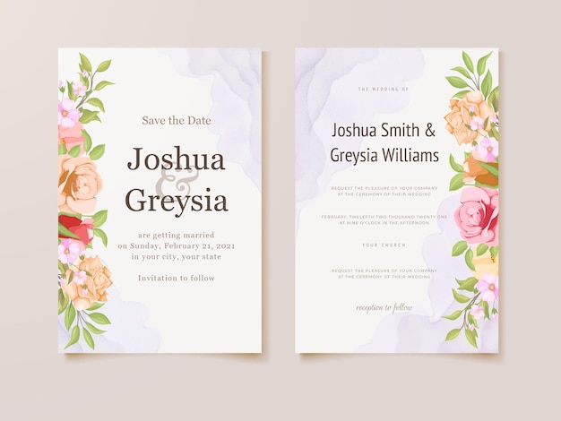 Beautifull floral wedding invitation card design