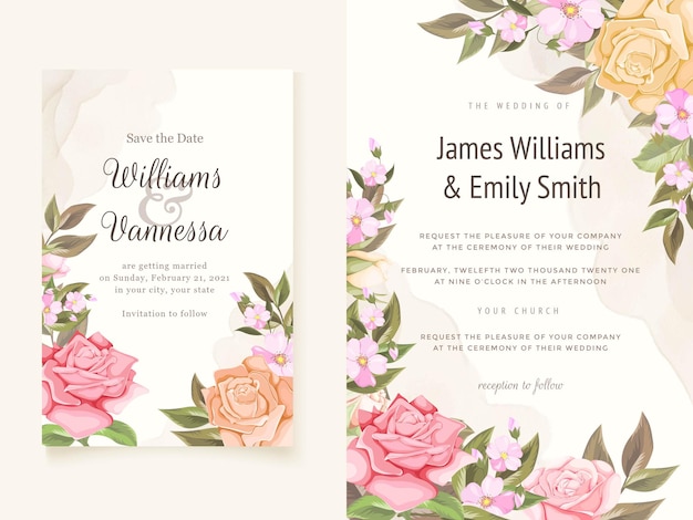 Beautifull Floral Wedding Invitation Template Design