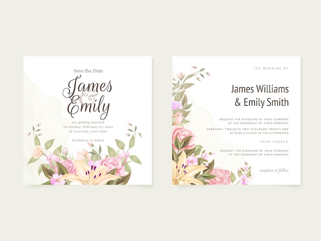 Beautifull floral wedding invitation template