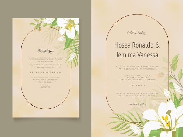 Beautifull wedding invitation with lily flower