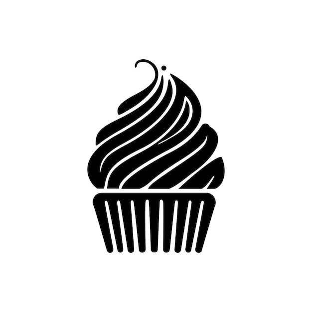 美しくデザインされた黒と白のカップケーキのロゴ プリントや t シャツに適しています