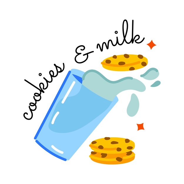 Vector beautifully designed flat sticker of milk cookie