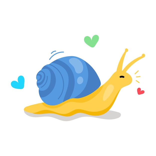 Beautifully designed flat sticker of snail