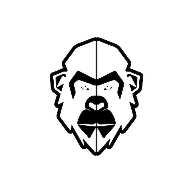 Красиво изолированный векторный логотип черной обезьяны представлен на фоне чистого белого