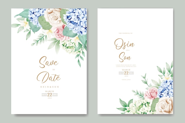 Beautiiful Floral Hydrangea Wedding Invitation Card