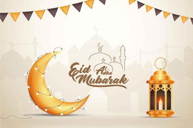 Priorità bassa dell'illustrazione di saluti di eid mubarak di eid-al-fitr eid-al-adha di beautilful