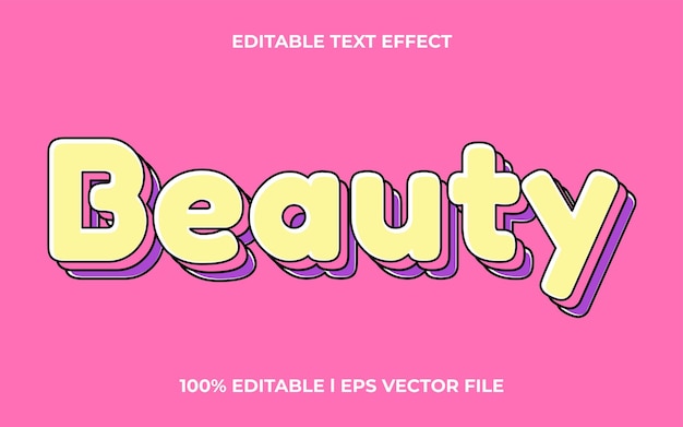 beauty 3d text effect with cute theme. yellow text lettering typography font style