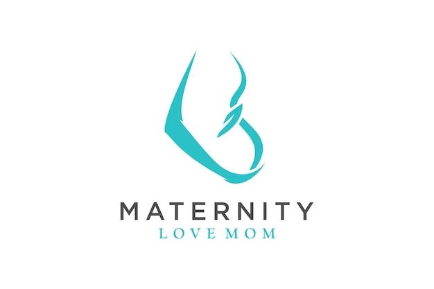 Vector beauty abstract pregnant mom and baby heart logo design