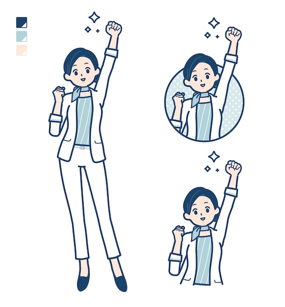 Beauty advisor woman with fist pump images