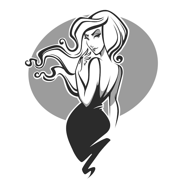 Вектор Красота и гламурный образ женщины с густыми волосами