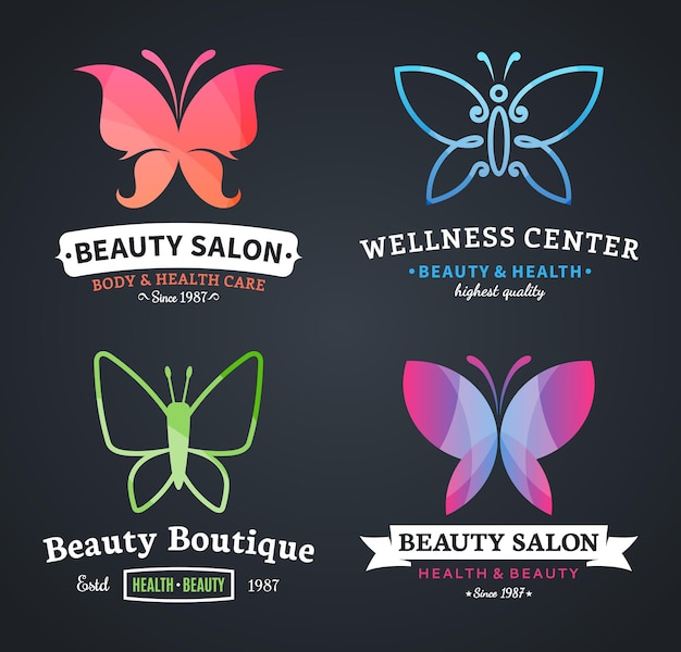 Вектор Иконы и элементы дизайна логотипа красоты и здоровья