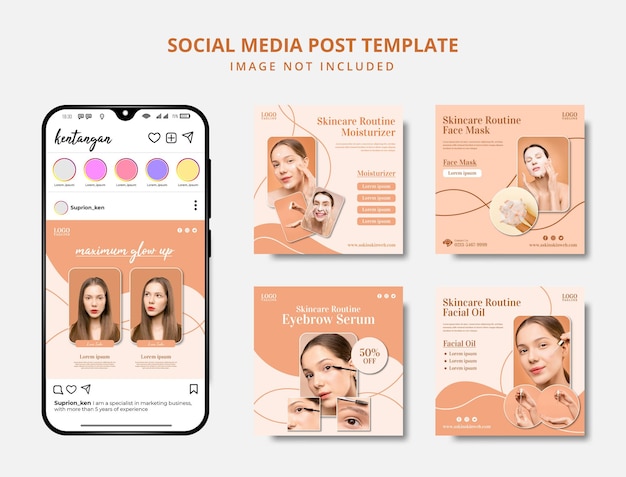 Шаблон поста в социальных сетях о красоте и уходе за кожей