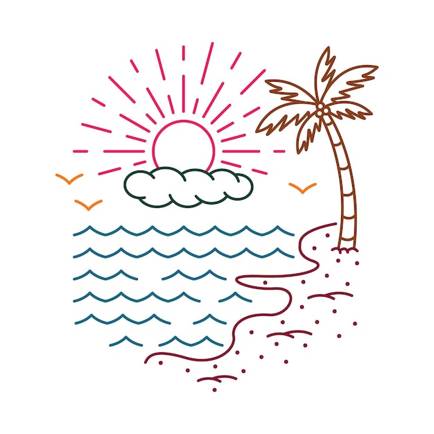 Vector beauty beach for relax and chill graphic illustration vector art tshirt design