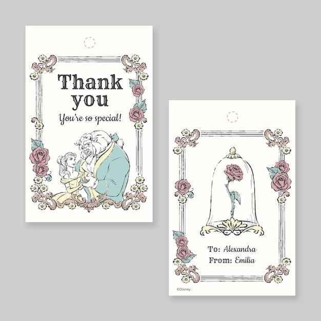 Beauty and the Beast Thank You Gift Tag