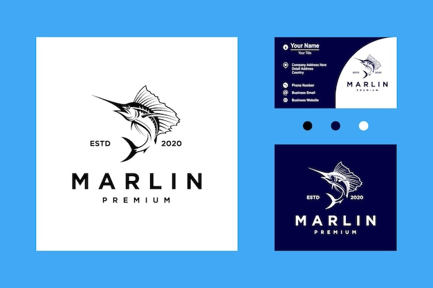 Vettore bellezza black marlin icona di pesca logo disegno vettoriale illustrazione isolato su sfondo bianco